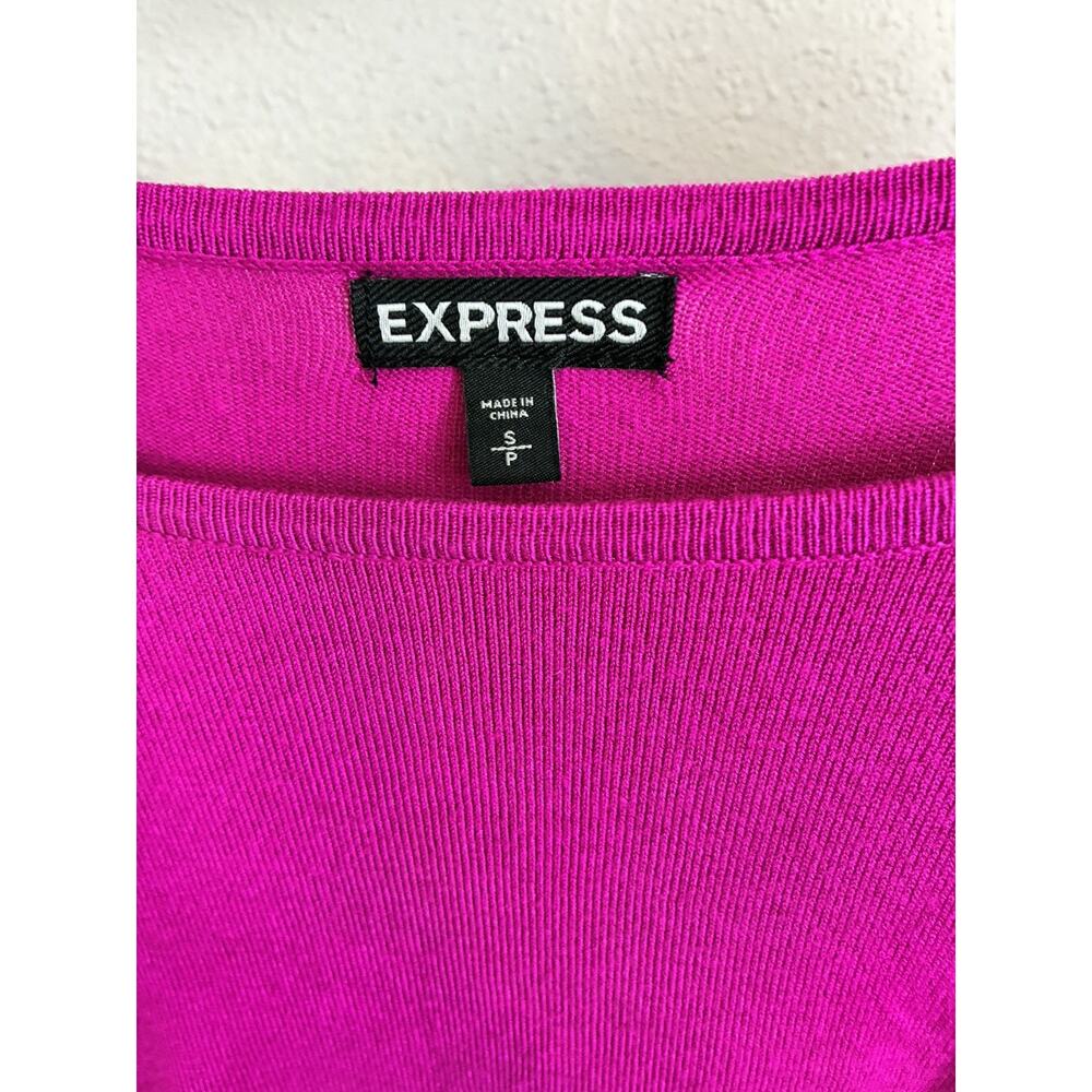 Express Women Size S/P Fuschia Black Long Sleeve Knee Sheath Dress - Picture 2 of 8